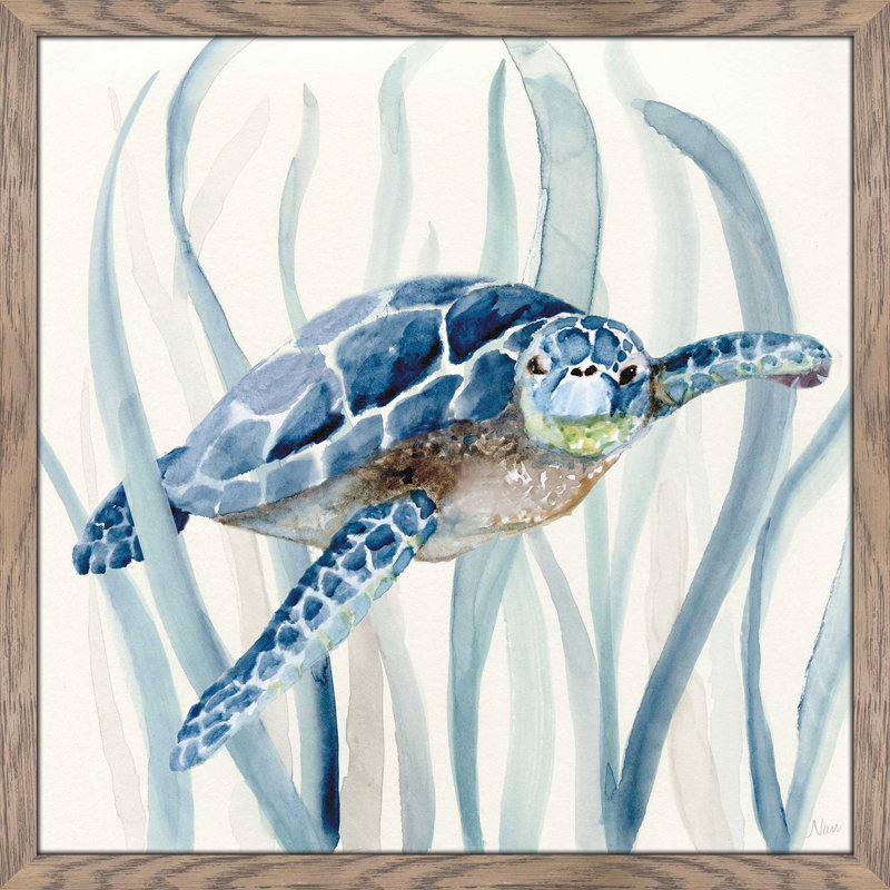 "Turtle In Seagrass I" par Nan, reproduction sur acrylique, H 25,5 po x l 25,5 po x P 1 po