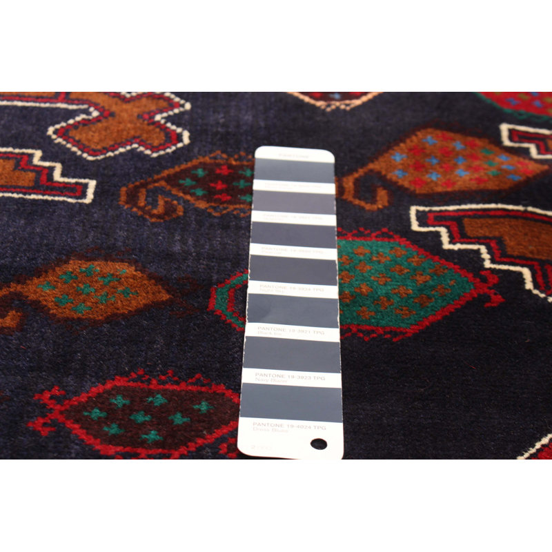 Tapis bleu foncé Teimani 3 pi 10 po x 6 pi 4 po