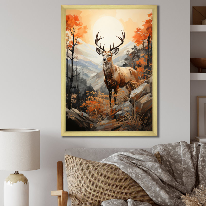 Mirach Deers Broan, paysage, H 32 po x l 16 po x P 1 po, Encadrement doré