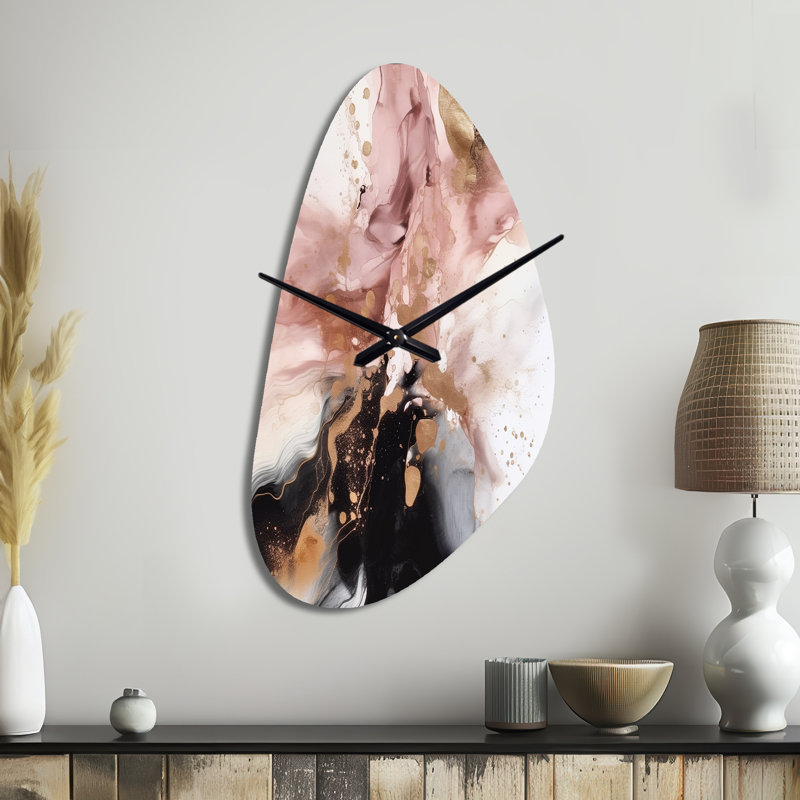 Horloge murale 3D en marbre rose, Moyenne