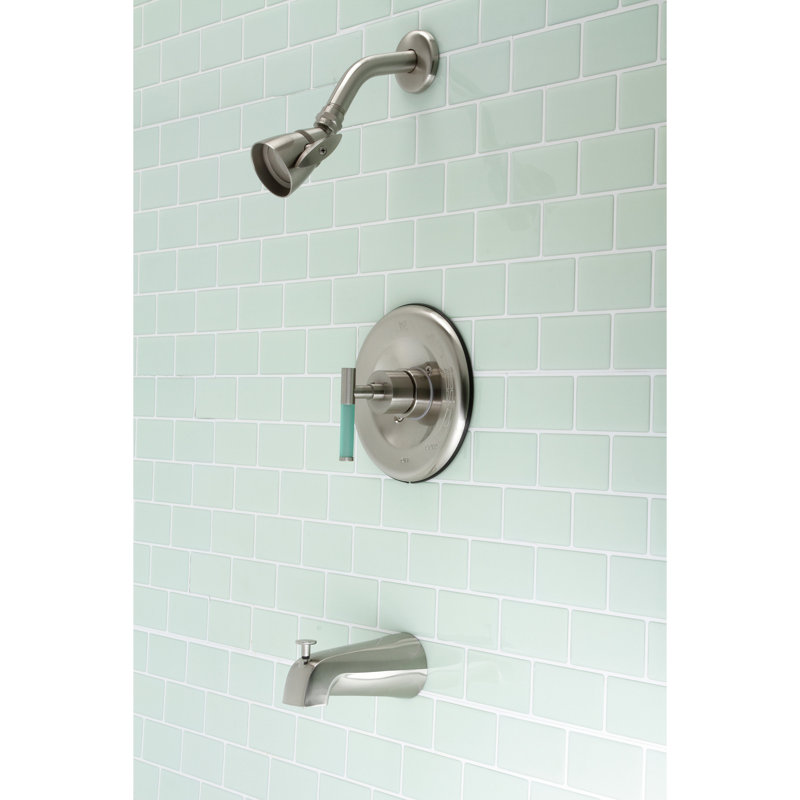 Kingston Brass Kaiser Single-Handle Pressure Balanced Tub and Shower Faucet, Brushed Nickel