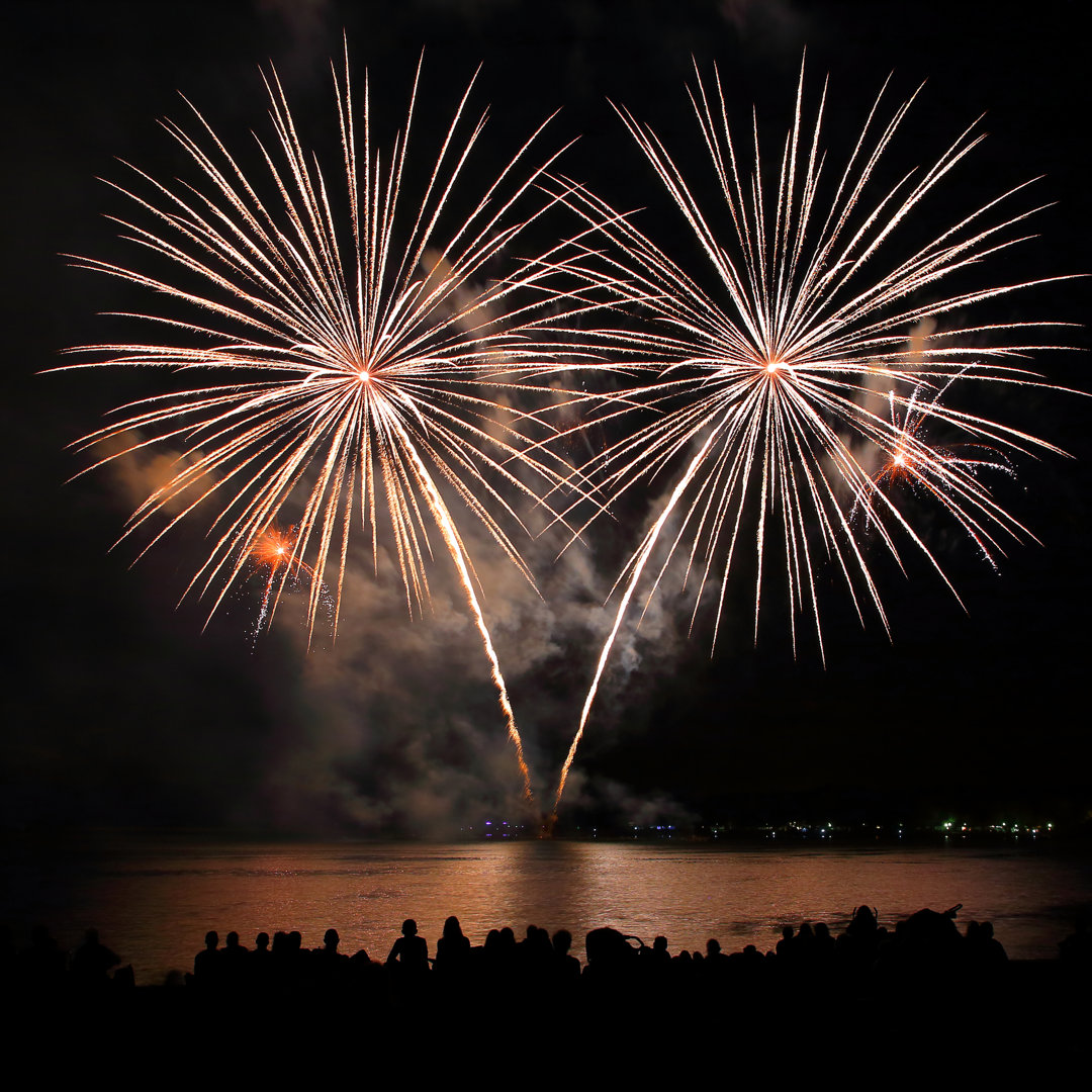 Schönes großes Goldfeuerwerk von GregoryDUBUS - Leinwandbild