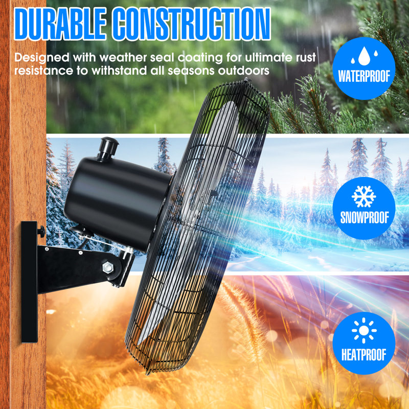iLIVING Outdoor Oscillating High Velocity Wall Fan with Heavy Duty Weatherproof Motor, Variable Speed Adjustment for Workshop, Garage, Patios, Commercial and industrial