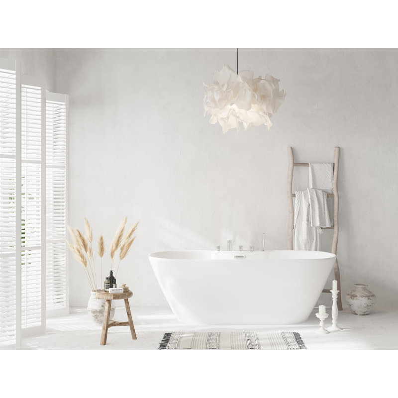 Baignoire de 67 pouces en blanc brillant avec garniture, Nickel brossé