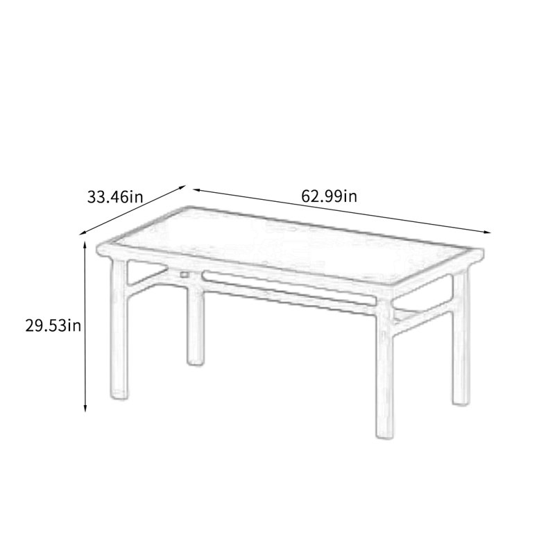 Table de salle à manger Mid-Century, H 29,53 po x L 62,99 po x l 33,46 po, Blanc