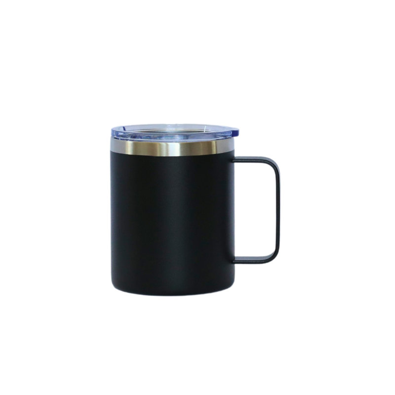 Tasse de voyage en acier inoxydable 12 oz avec poignée - bleu, Noir