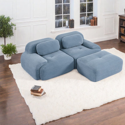Canapés confortables en forme de L, velours côtelé de qualité supérieure, conception modulaire pour les salons