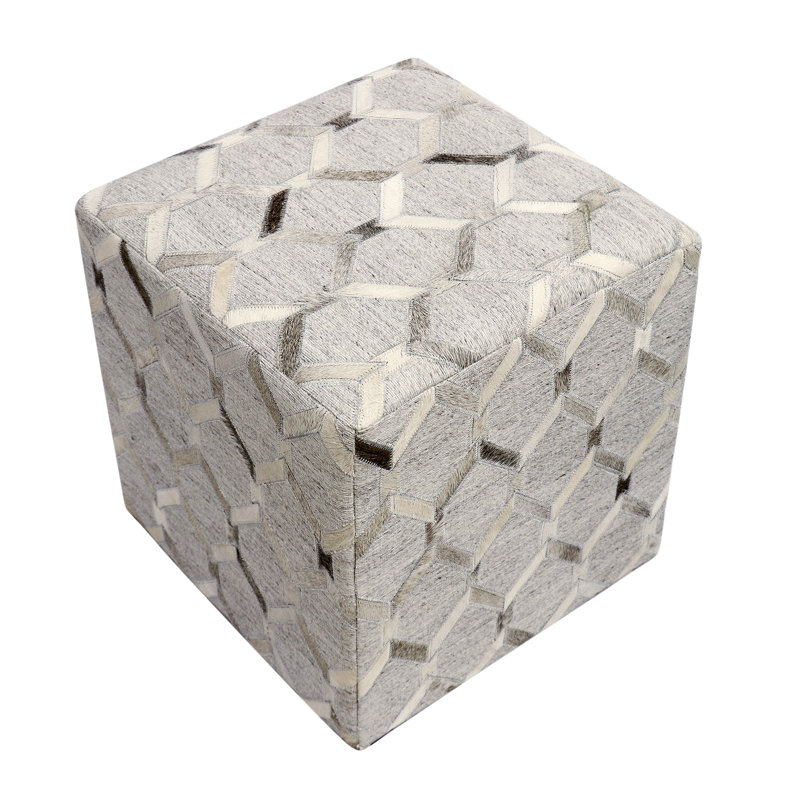 Galaxy Silver Cowhide Pouf 18"