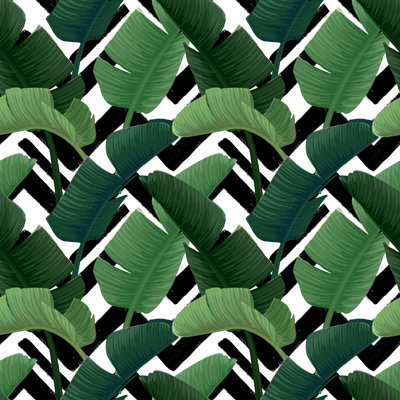 Green Palm Leaves by MsMoloko - Wrapped Canvas Print