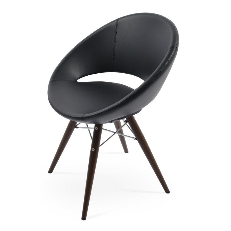 Fauteuil Papasan large de 23,75 po Crescent, Noir/chrome, Similicuir noir, Similicuir