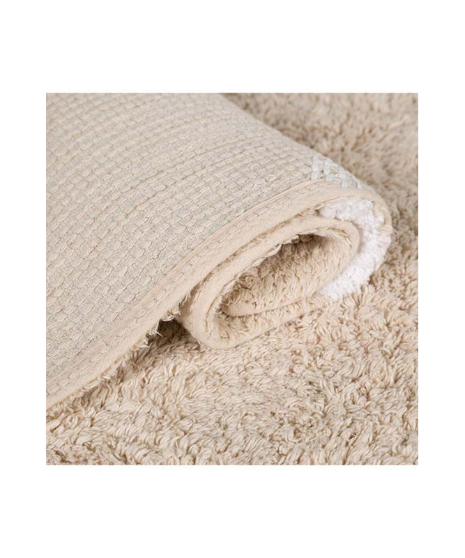 Cotton Polka Dots Area Rug in Pink/While