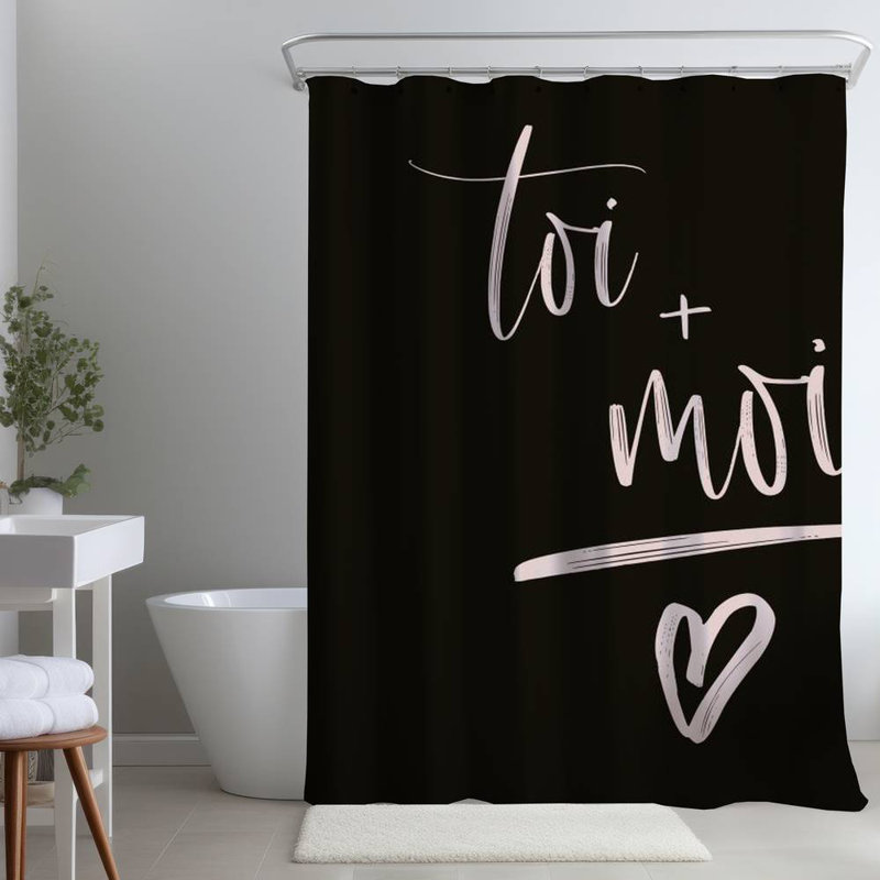 Shower Curtain QU21 – Polyester Shower Curtain, Dye Sublimation Print, 71" W × 74" L