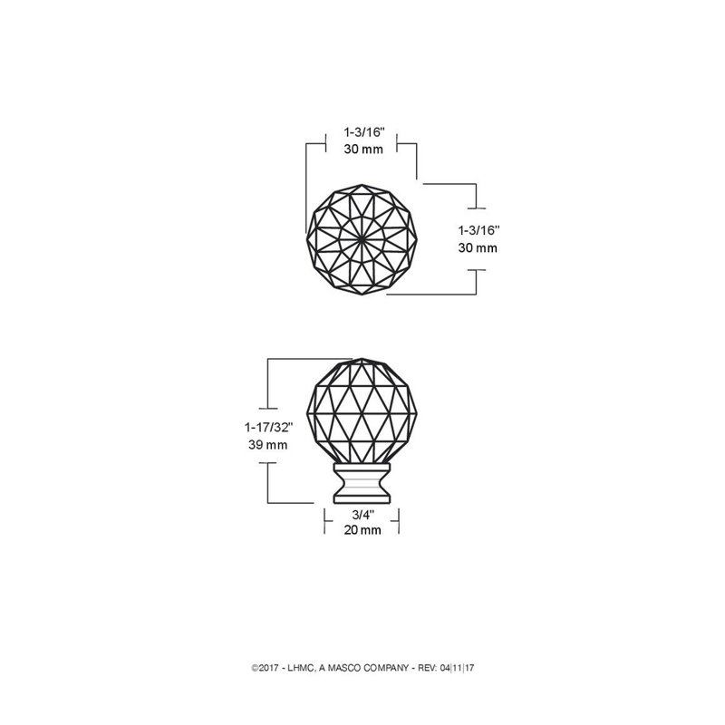 Design Facets 1 3/16" Diameter Round Knob