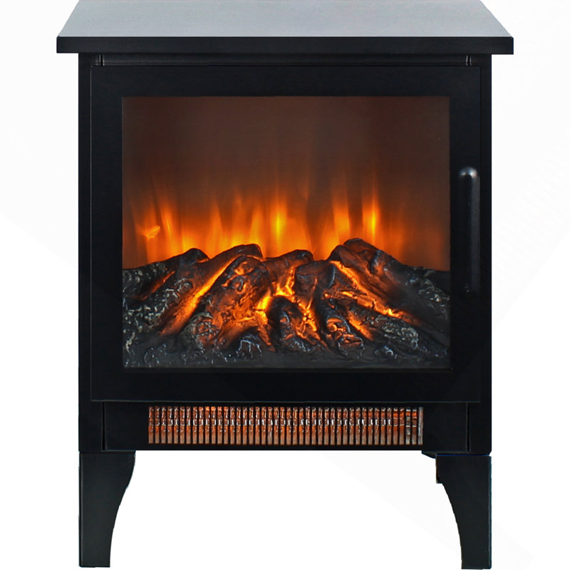 17" Freestanding Electric Fireplace Stove Heater With 3D Flame Effect