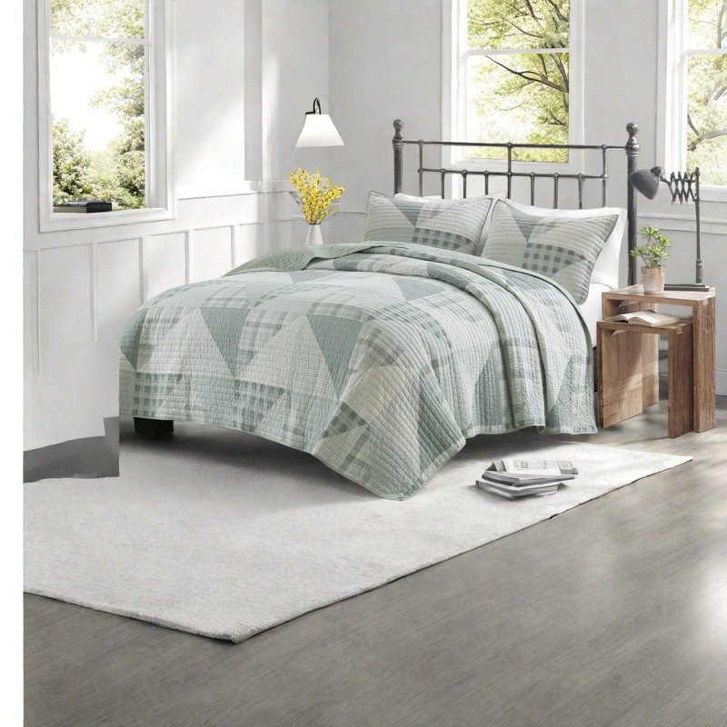 Ensemble de literie en coton de qualité supérieure, double / grand, vert rustique, confort saisonnier