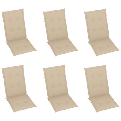 6 chaises de patio vidaXL avec coussins beiges en bois de teck massif