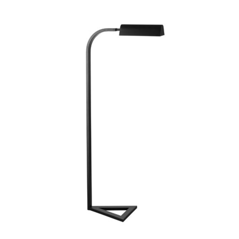 Lampe sur pied Milton moderne en métal noir avec interrupteur au pied et abat-jour