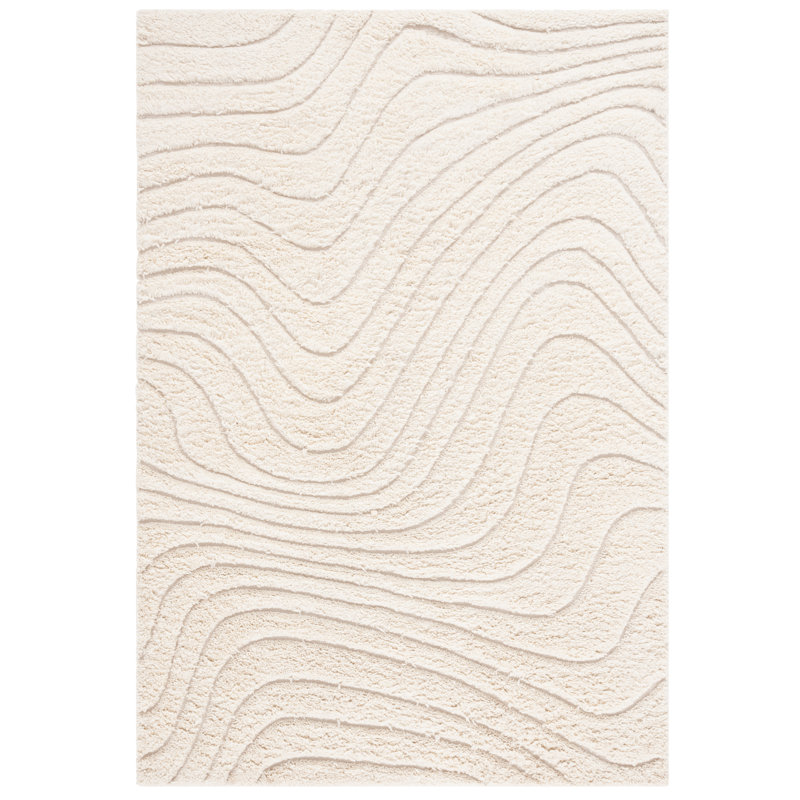 Tapis ivoire en laine / coton tissé à la main Onawa, Rectangle 8 pi x 10 pi
