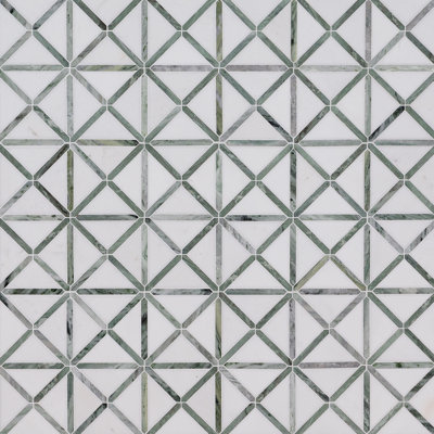 Carreau de mosaïque de sol en marbre poli 12 po x 12 po Tesella Jade