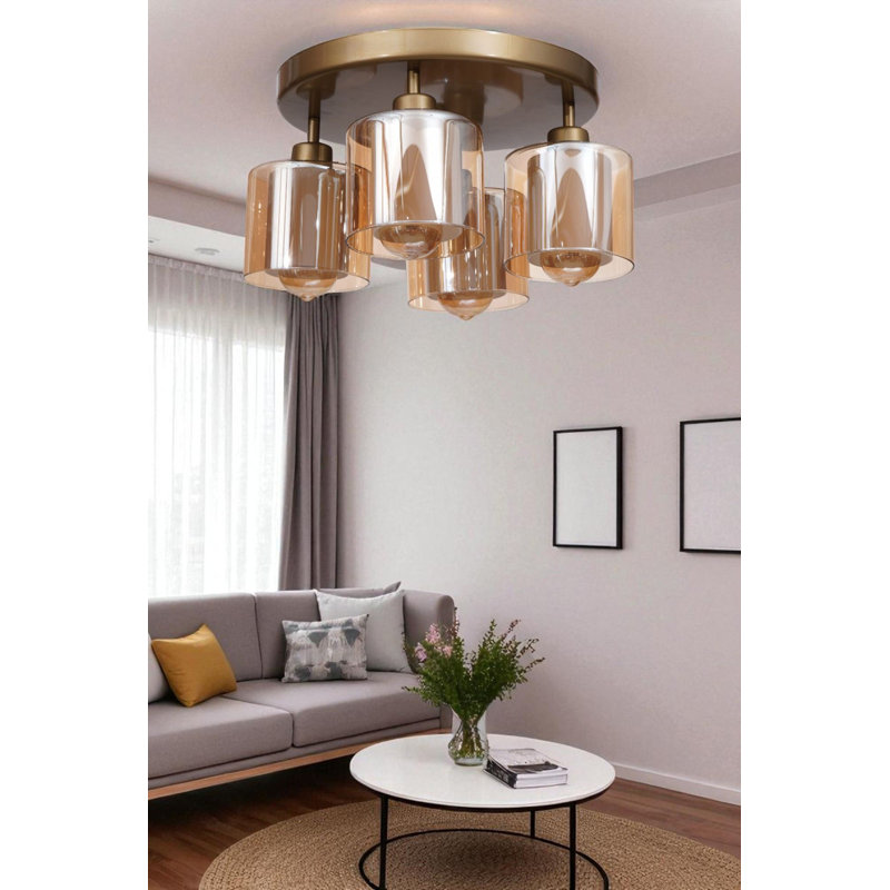 Lustre, 4 étages, Or / miel, Quatre lumières