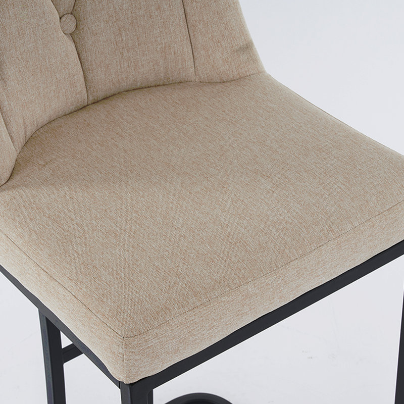 Ensemble de 2 tabourets de bar rembourrés modernes avec dossier capitonné, chaise à hauteur de comptoir avec structure en métal robuste, siège rembourré confortable pour la cuisine, le bar ou la salle à manger