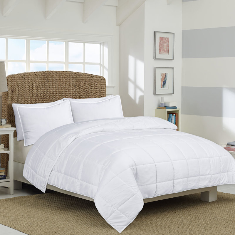 3-Piece Microfiber/Polyester Comforter Set, Twin, White