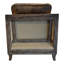 Fauteuil club, structure en bois d'hévéa massif et cuir véritable brun