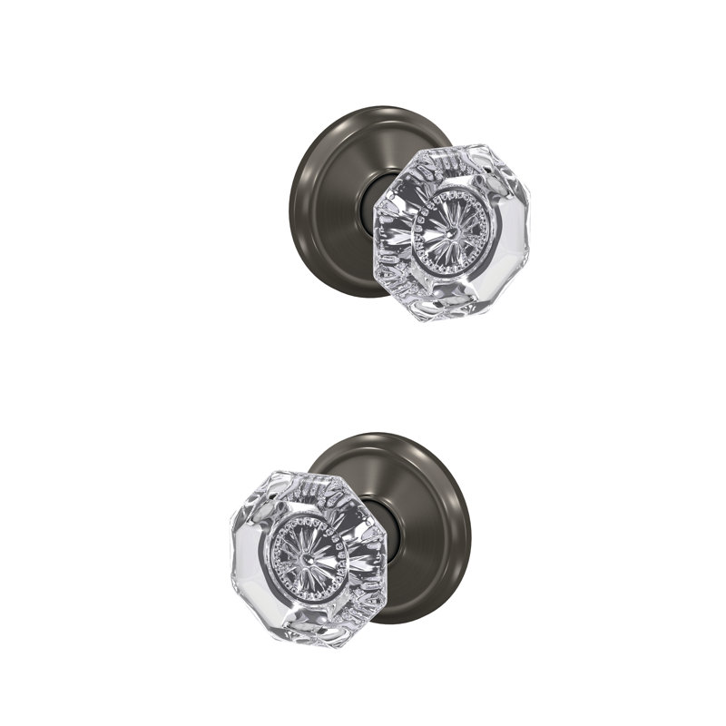 Custom Alexandria Glass Knob with Alden Rose Non Turning Dummy Lock