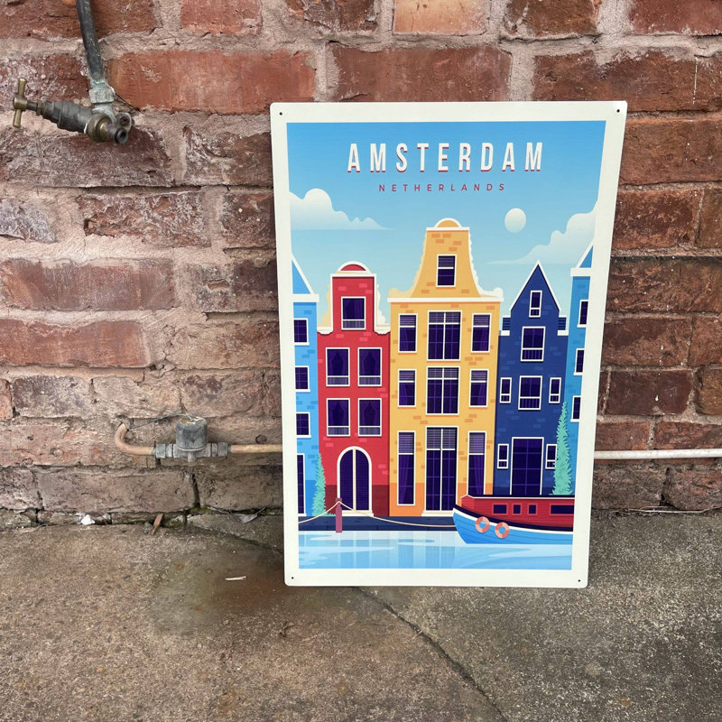 3492 Handmade Buildings & Architecture Wall Decor on Metal, 80cm H x 60cm W