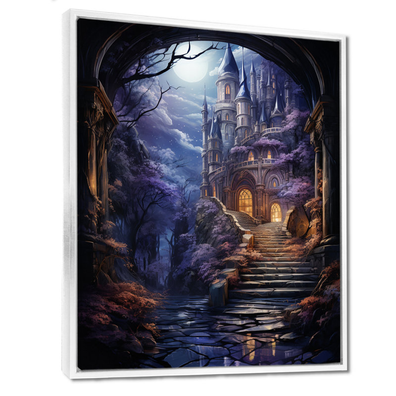 Château bulgare «Mystical Gateway Enchanted», reproduction sur toile, H 20 po x l 12 po x P 1 po, Cadre flottant blanc