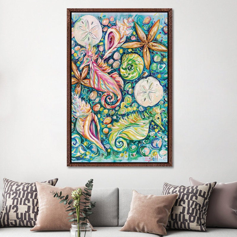 Conchology by Estelle Grengs - Painting on Canvas, Classic Brown Wood Framed, 152.5 cm H x 101.5 cm W