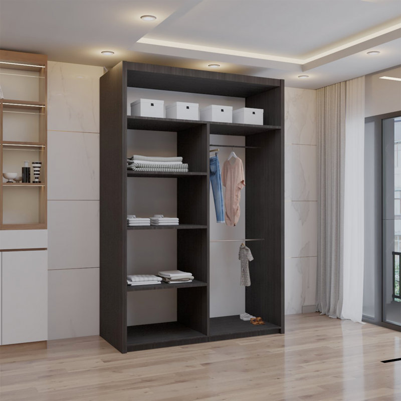 Ashawni 2 Door Laminate Wardrobe, Wenge, 217cm H x 120cm W x 62cm D