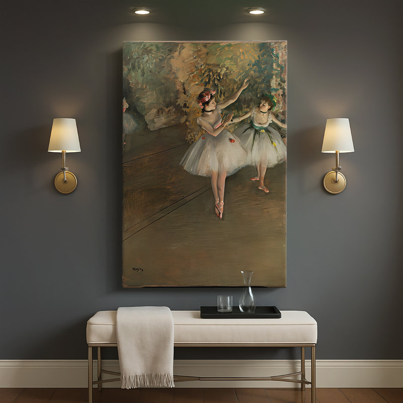 Deux danseuses sur une scène, toile tendue par Edgar Degas, 40 po x 60 po