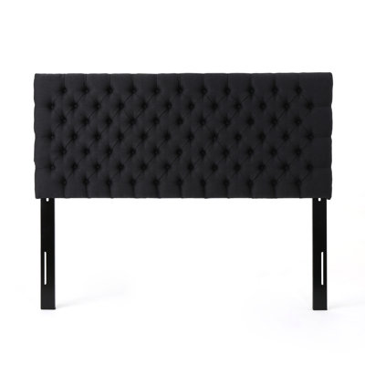Charcoal Grey Upholstered Headboard For Queen Size Bed, Elegant Contemporary Hue