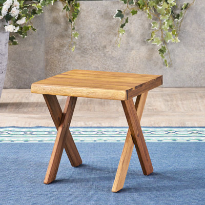 Table d'appoint rustique au fini sablé - bois, 18 po x 18,49 po, pour l'extérieur, fini bois, large et profond, tranquillité dans la cour