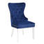 Chaise en acier inoxydable avec pieds en velours bleu, avant et dossier cousu, pour le salon-1442471823