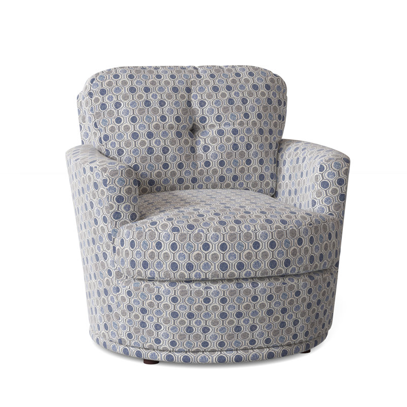 Skipper Upholstered Swivel Armchair, Smokey Blue Multicolored Performance