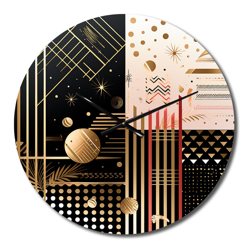 Horloge murale Golden Geometric Glam Full Moon II, Petit