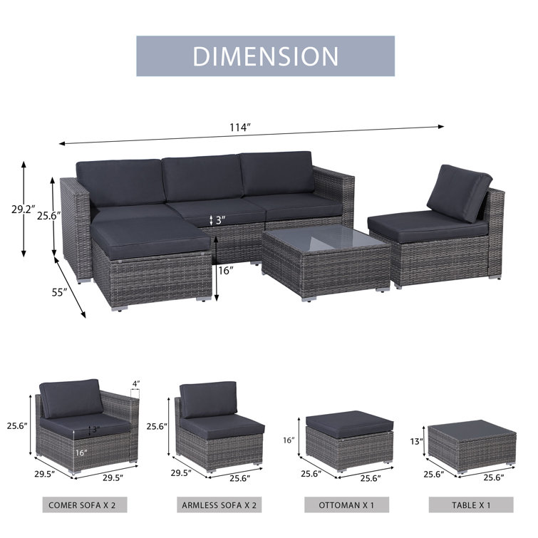 Eudy 5 - Person Outdoor Seating Group with Cushions