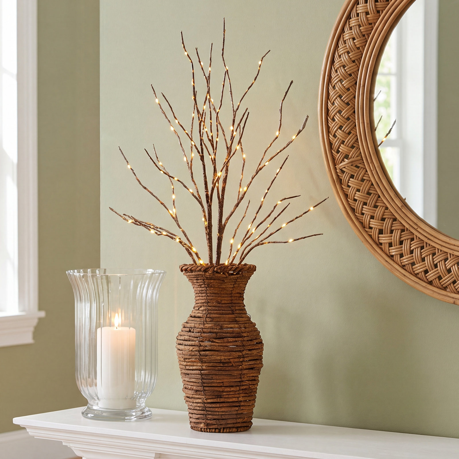 34" Birch Lighted Branches