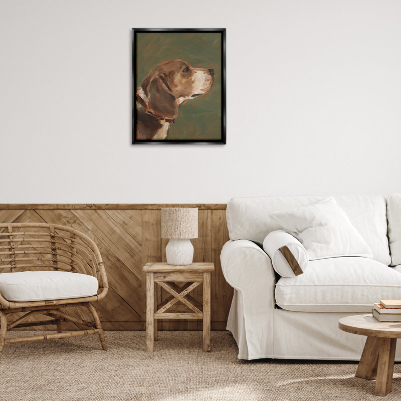 Art mural encadré traditionnel "Beagle" par Ethan Harper, H 31 po x l 25 po, Cadre flottant noir de jais