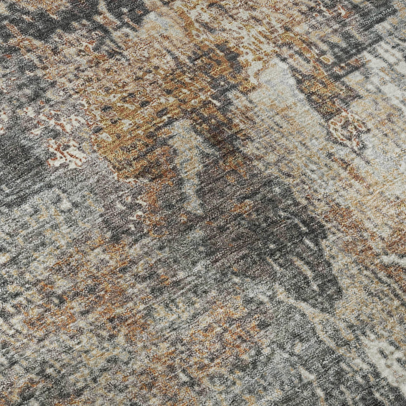 Premium Machine Washable Mayfield AMF2283 Abstract Rug, 5' x 7'6", Copper