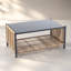 Élégant canapé d'extérieur en PE en rotin 2 places avec coussins gris et table basse, ensemble de patio durable et confortable