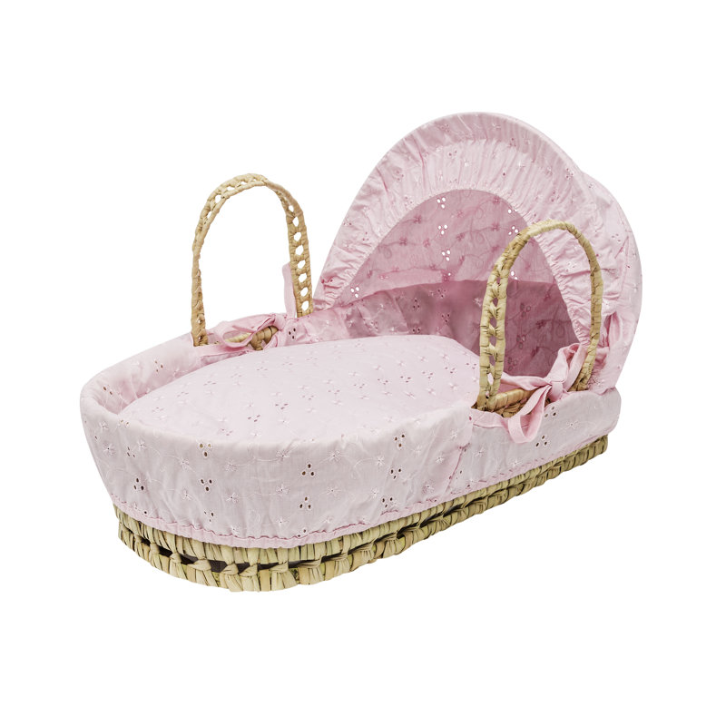 Mini Doll's Moses Basket, Pink