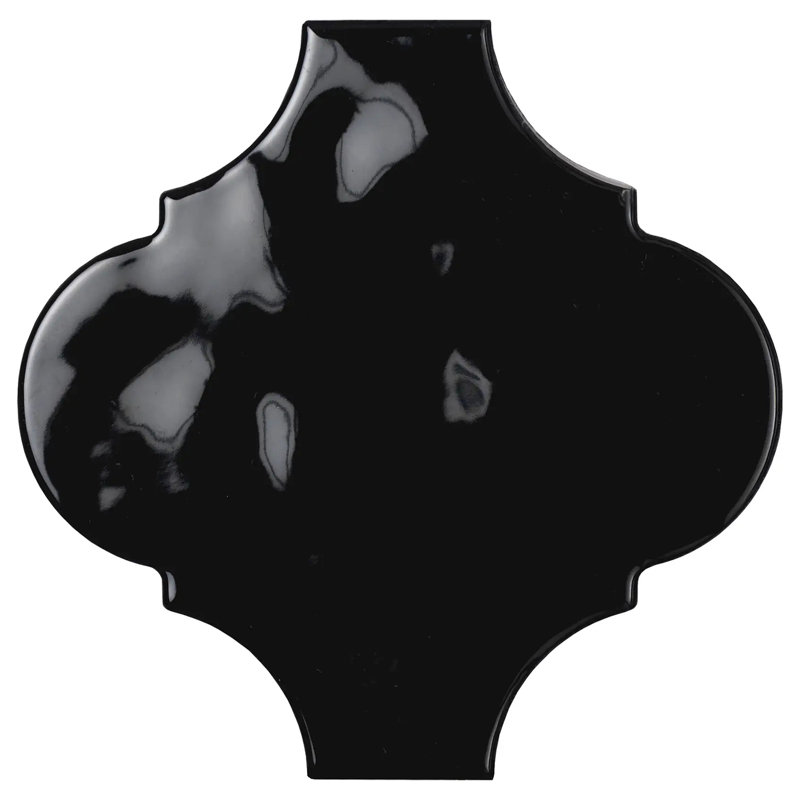 Carreau de mur de lanterne marocaine 6 po x 6 po Arabesque, Ardesia / noir