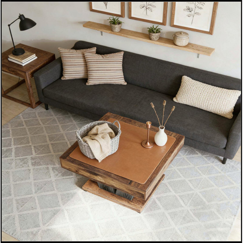 Table basse carrée 31,5 po - Table de chevet moderne en bois rustique