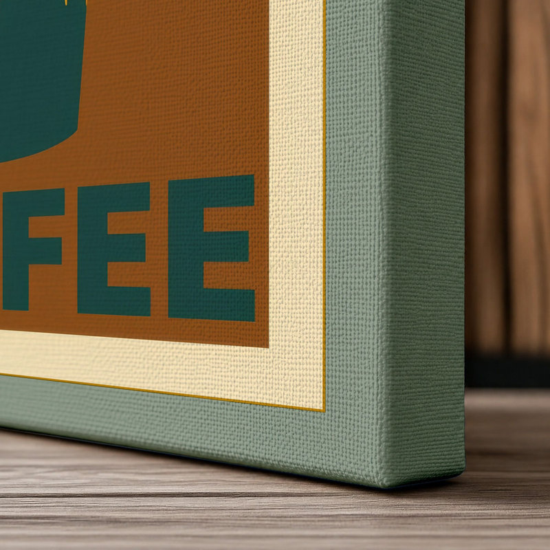 Coffee and Mountains Mid-Century - Wrapped Canvas, 36x24 - 91.4 x 61.0 cm, Sage Border