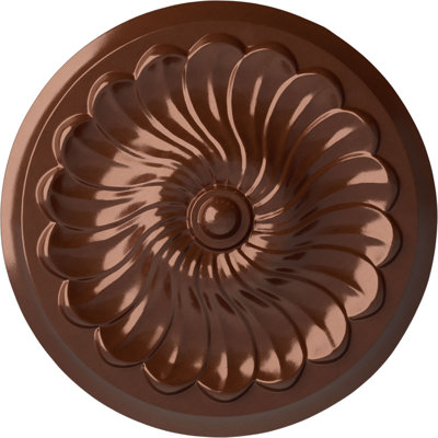 Endurathane Flower Spiral Ceiling Medallion, 12 1/4"OD x 2 1/4"P (Fits Canopies up to 2"), Hand-Painted Copper Penny Finish