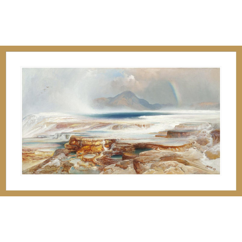 «Hot Springs of the Yellowstone» par Thomas Moran - Impression giclée encadrée, H 25,81 po x l 41,5 po