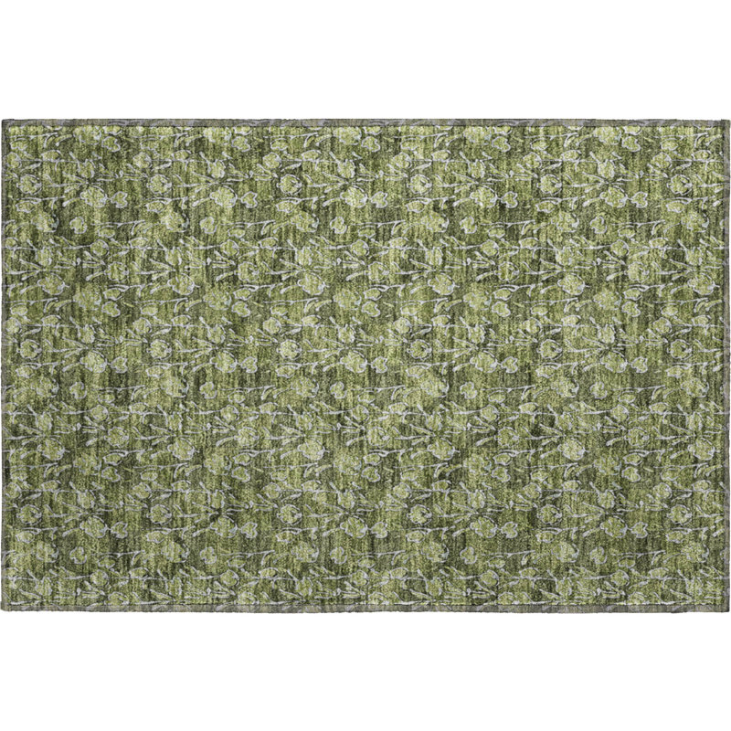 Tapis olive Prisco lavable à la machine de qualité supérieure, Rectangle 1 pi 8 po x 2 pi 6 po